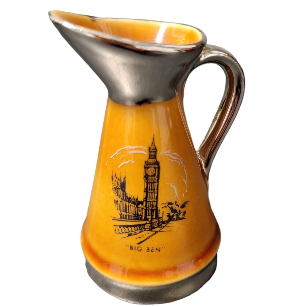 Antique Wade Yellow Big Ben Home Decorative Mini Pitcher Creamer Souvenir Jug